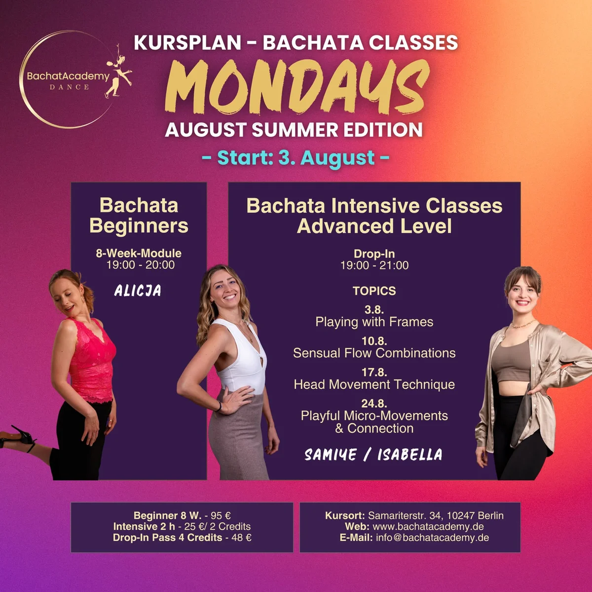 Bachata Classes Mondays - Advanced Level / Beginners