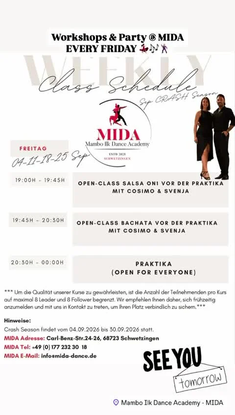 Workshops & Party @ MIDA – Salsa and Bachata in Schwetzingen
