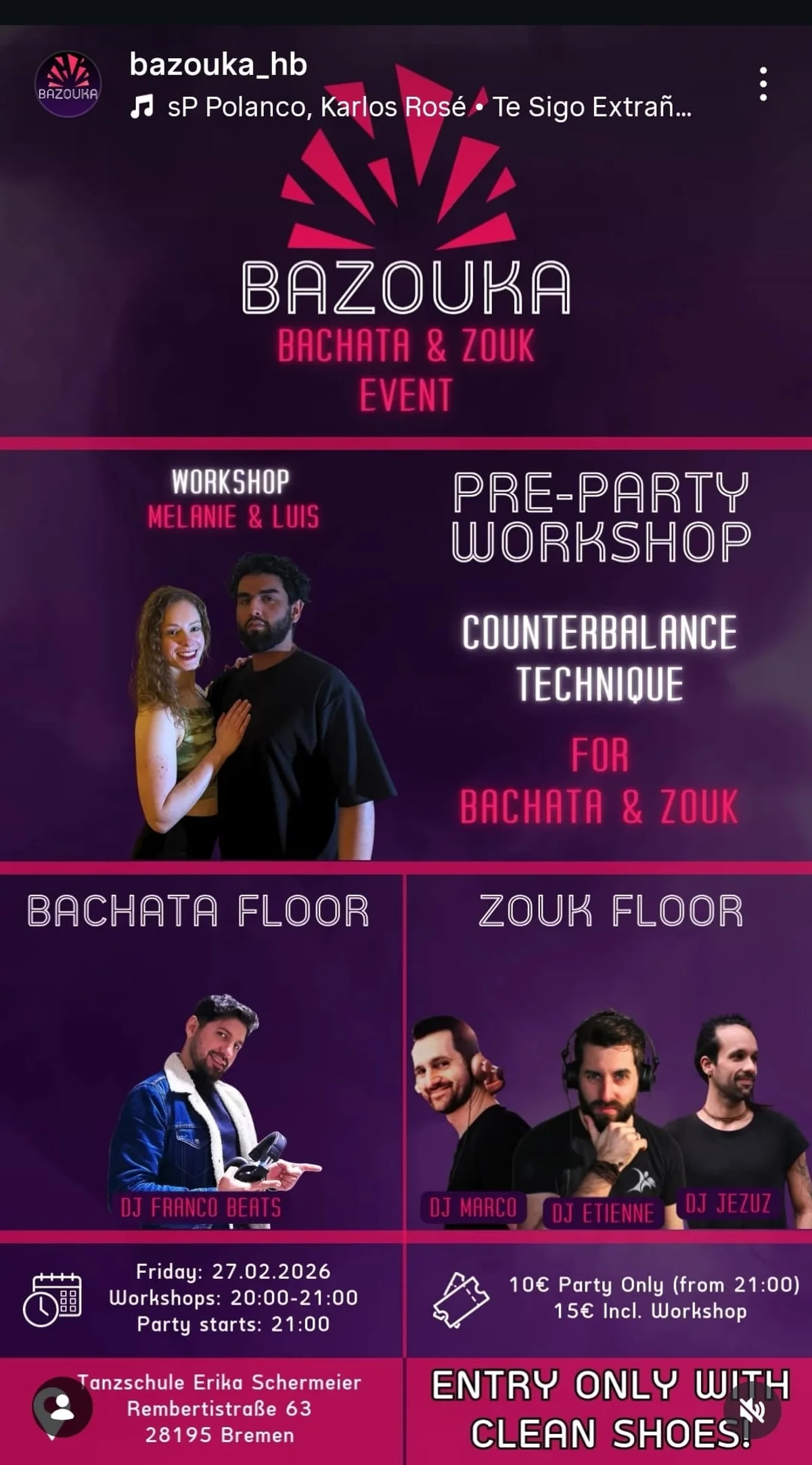 BAZOUKA BACHATA & ZOUK EVENT - Workshop & Party
