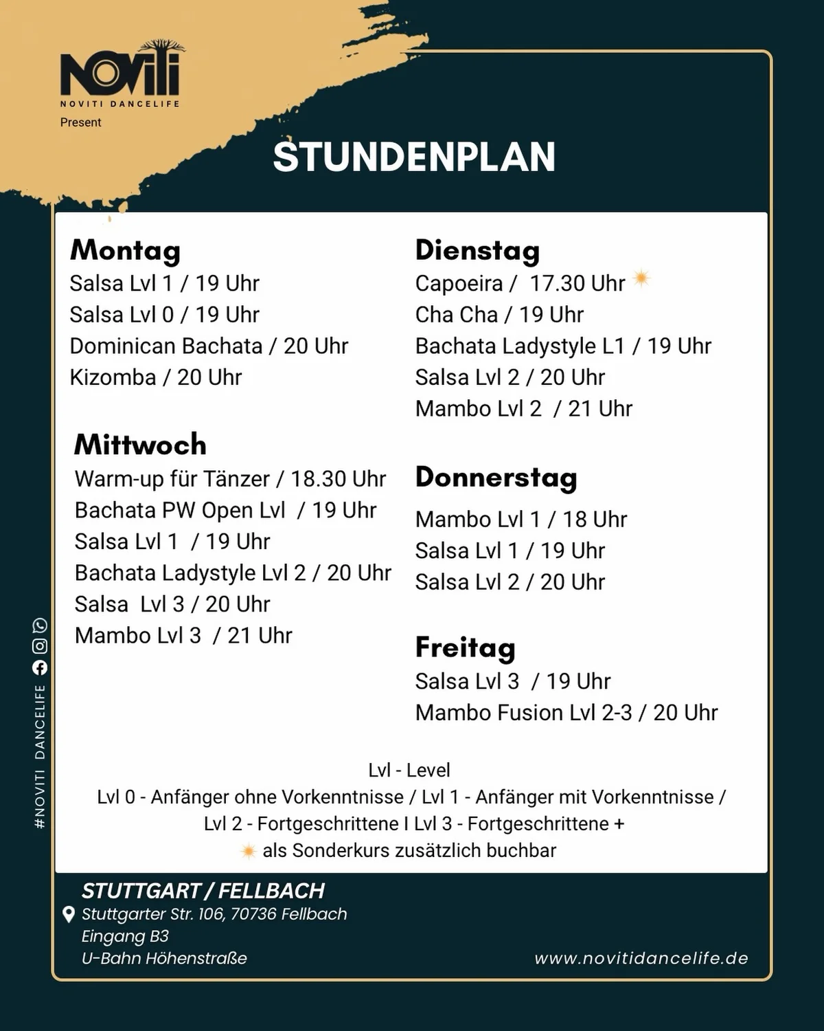 Stundenplan Noviti Dancelife