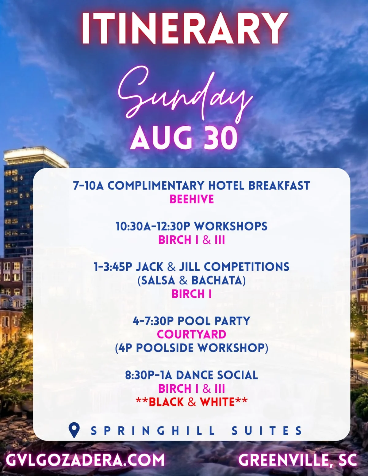 Salsa, Bachata & Kizomba at SpringHill Suites by Marriott Greenville Downtown