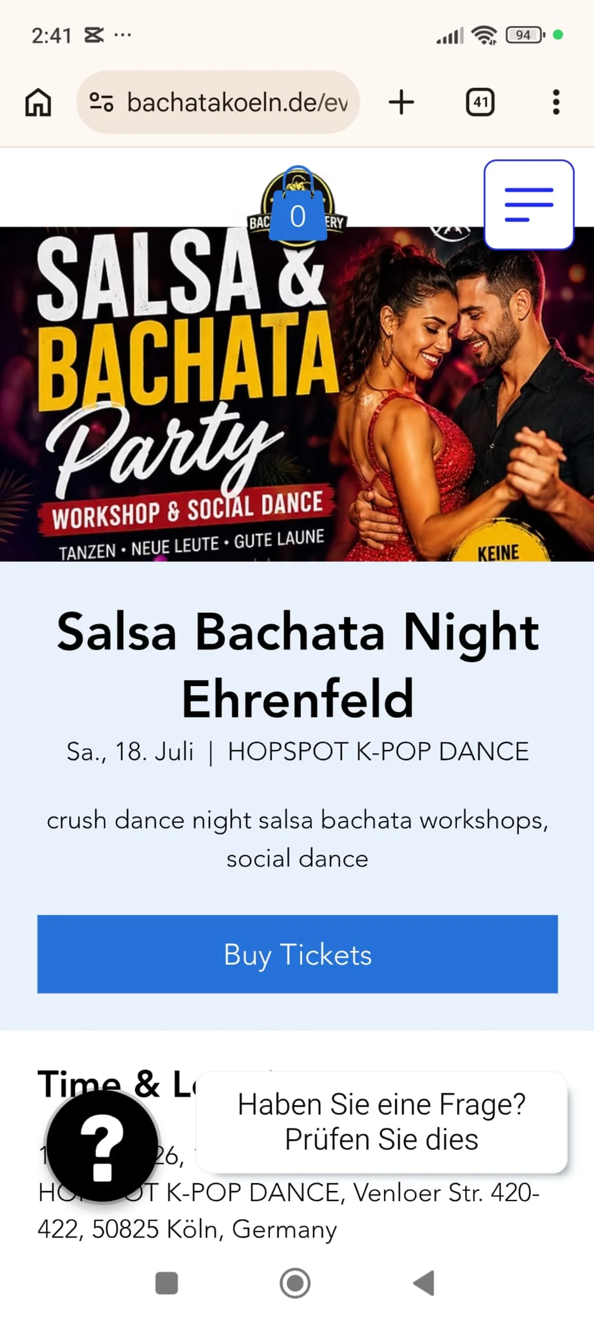 Salsa Bachata Night Ehrenfeld