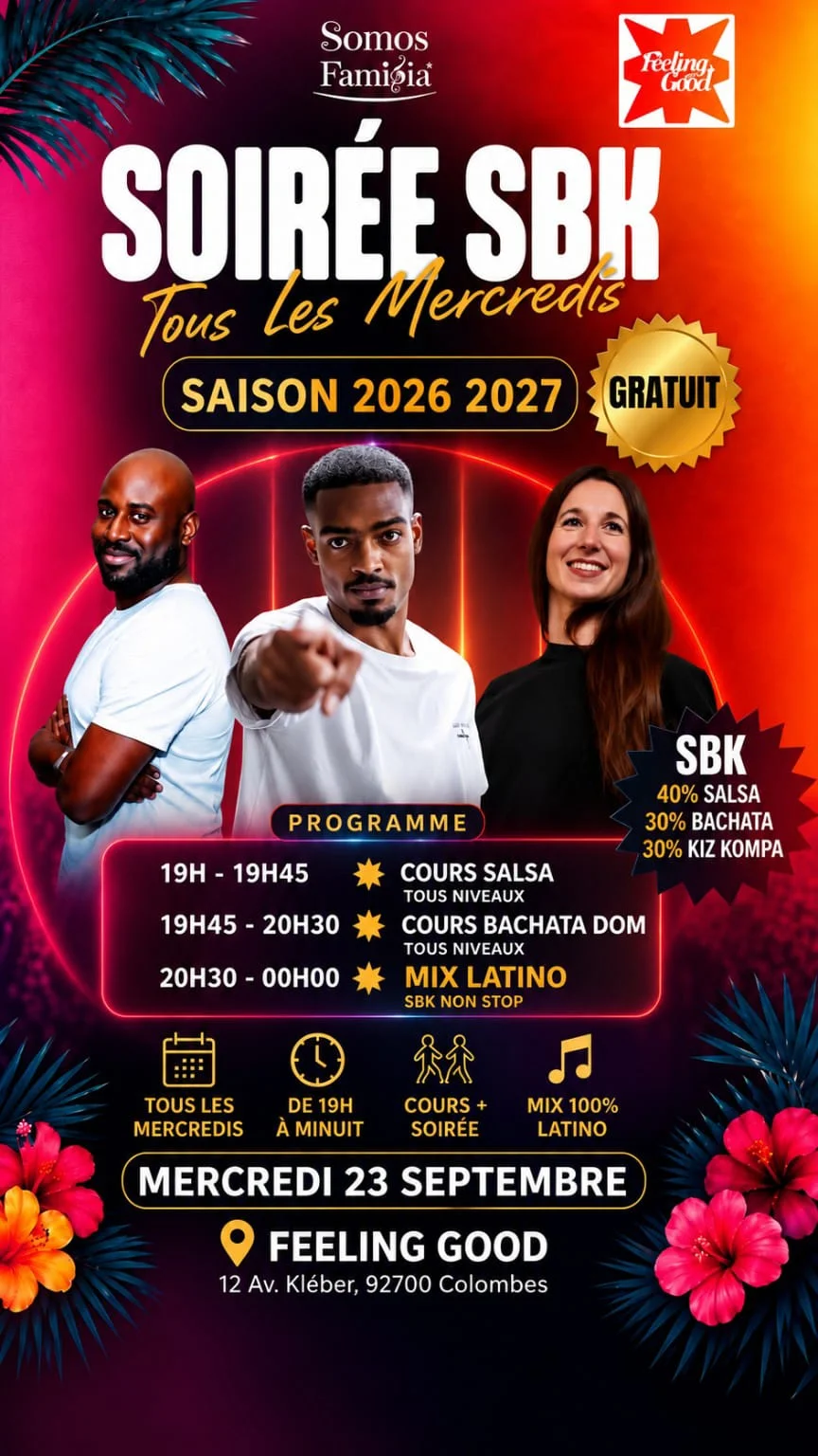 Salsa, Bachata & Kizomba at Feeling Good, Colombes