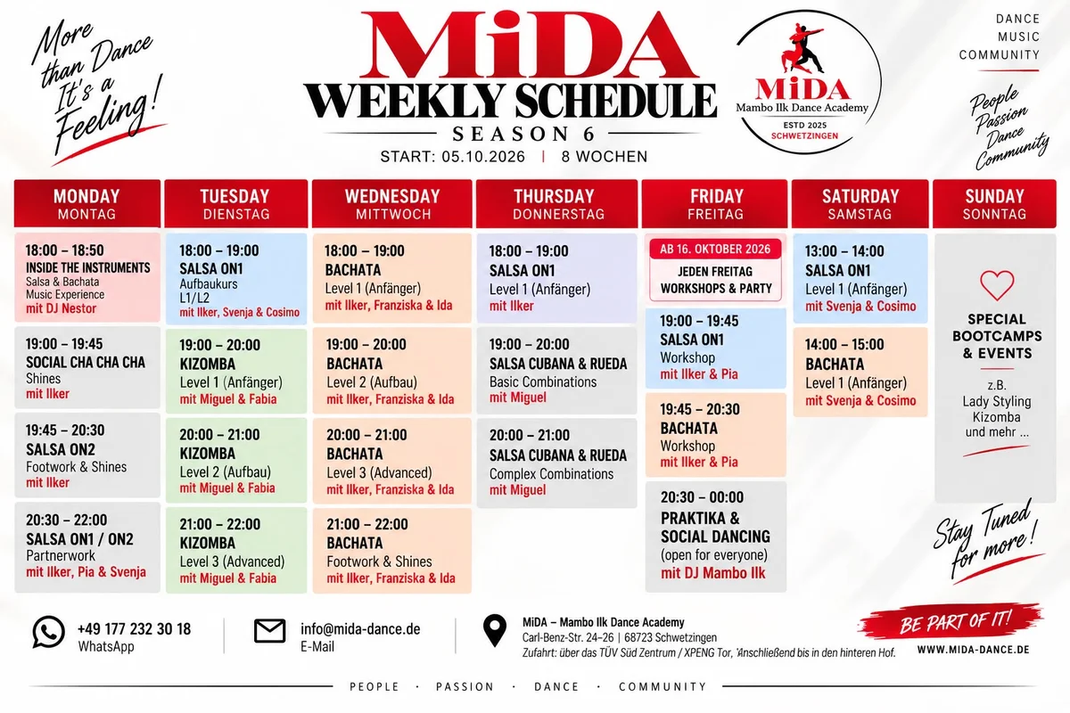 MiDA JEDEN FREITAG WORKSHOPS & PARTY
