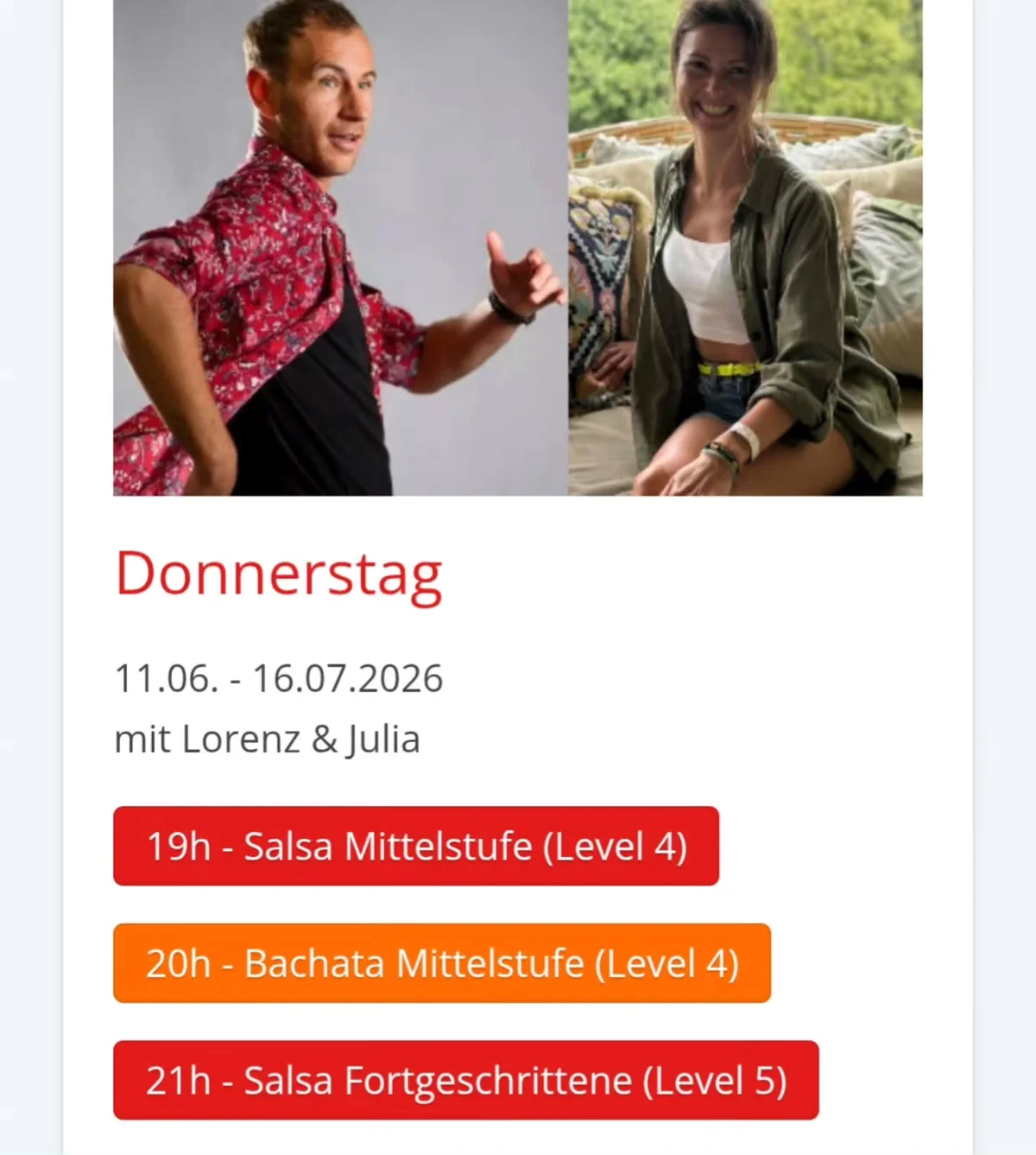 Salsa & Bachata Workshops mit Lorenz & Julia