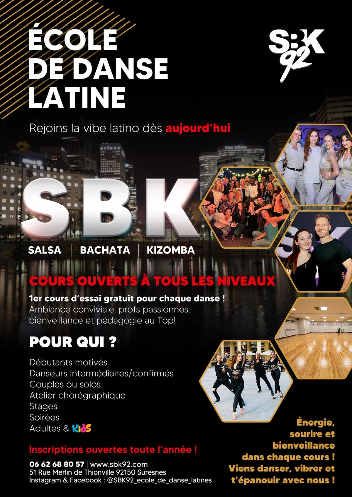 Salsa & Bachata at Sbk92 Salsa-Bachata-Kizomba Tous Niveaux Course Collectifs / Cours Particuliers. Suresnes