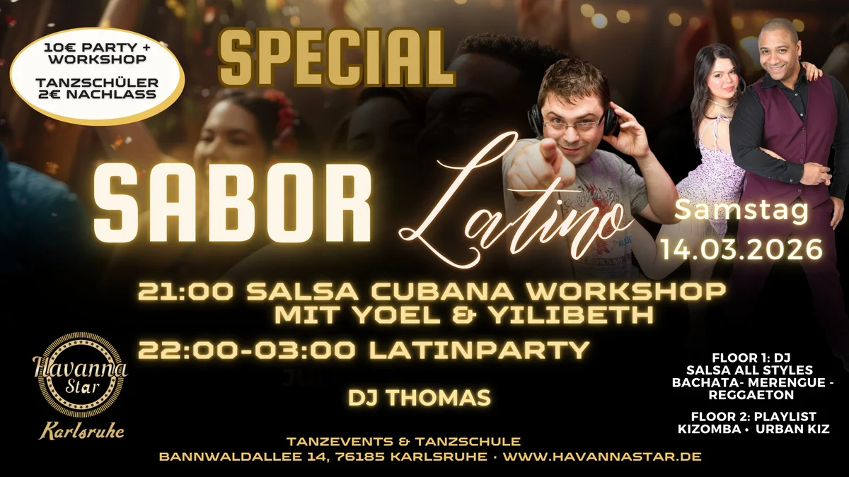 Latinparty für 10€ mit Salsa Cubana Workshop ⭐️