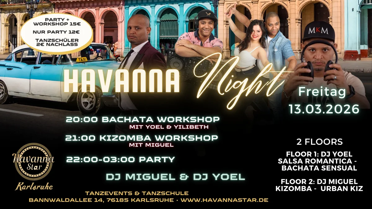 Latinparty mit Bachata & Kizomba Workshops - mit Kizombafloor 