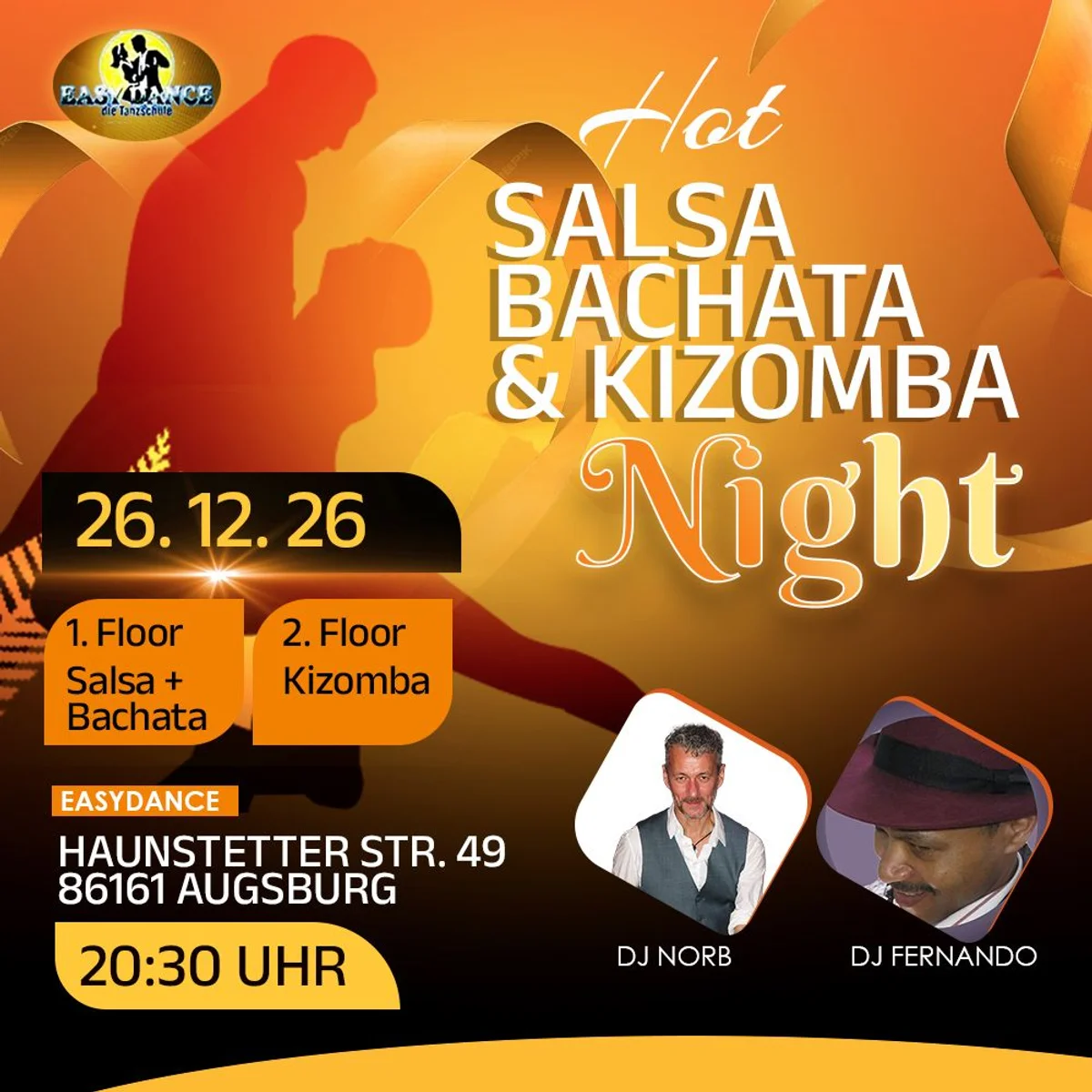 Easydance Hot Salsa-Bachata-Kizomba Night Auf 2 Areas – Salsa, Bachata and Kizomba in Augsburg