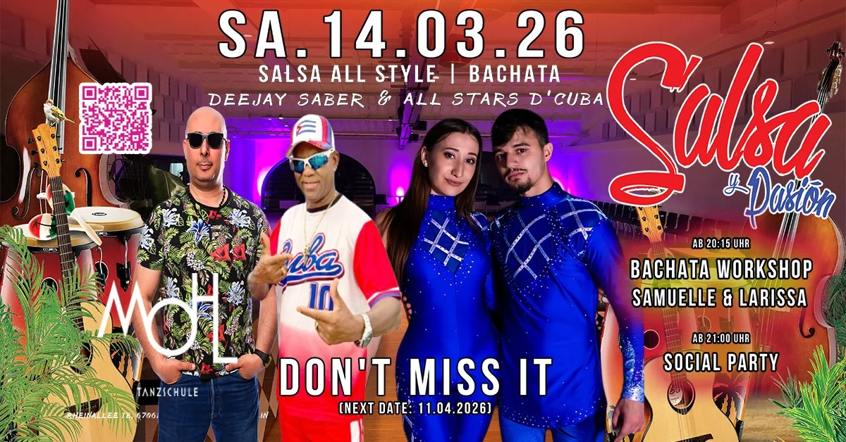 14/03 𝗦𝗮𝗹𝘀𝗮 𝘆 𝗣𝗮𝘀𝗶́𝗼𝗻@Mohl Tanzschule🔥BACHATA WORKSHOP: 𝐒𝐚𝐦𝐮𝐞𝐥𝐞 & 𝐋𝐚𝐫𝐢𝐬𝐬𝐚