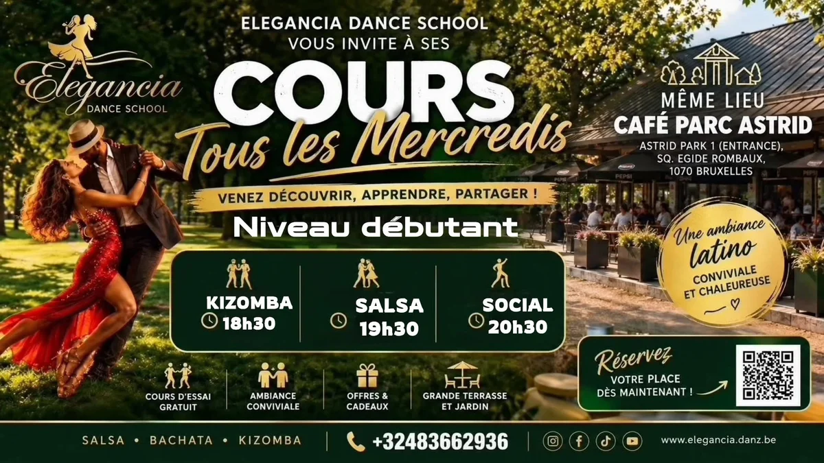 KIZOMBA & SALSA (Mercredi) ELEGANCIA SCHOOL Café Parc Astrid BRUXELLES – Bild 1