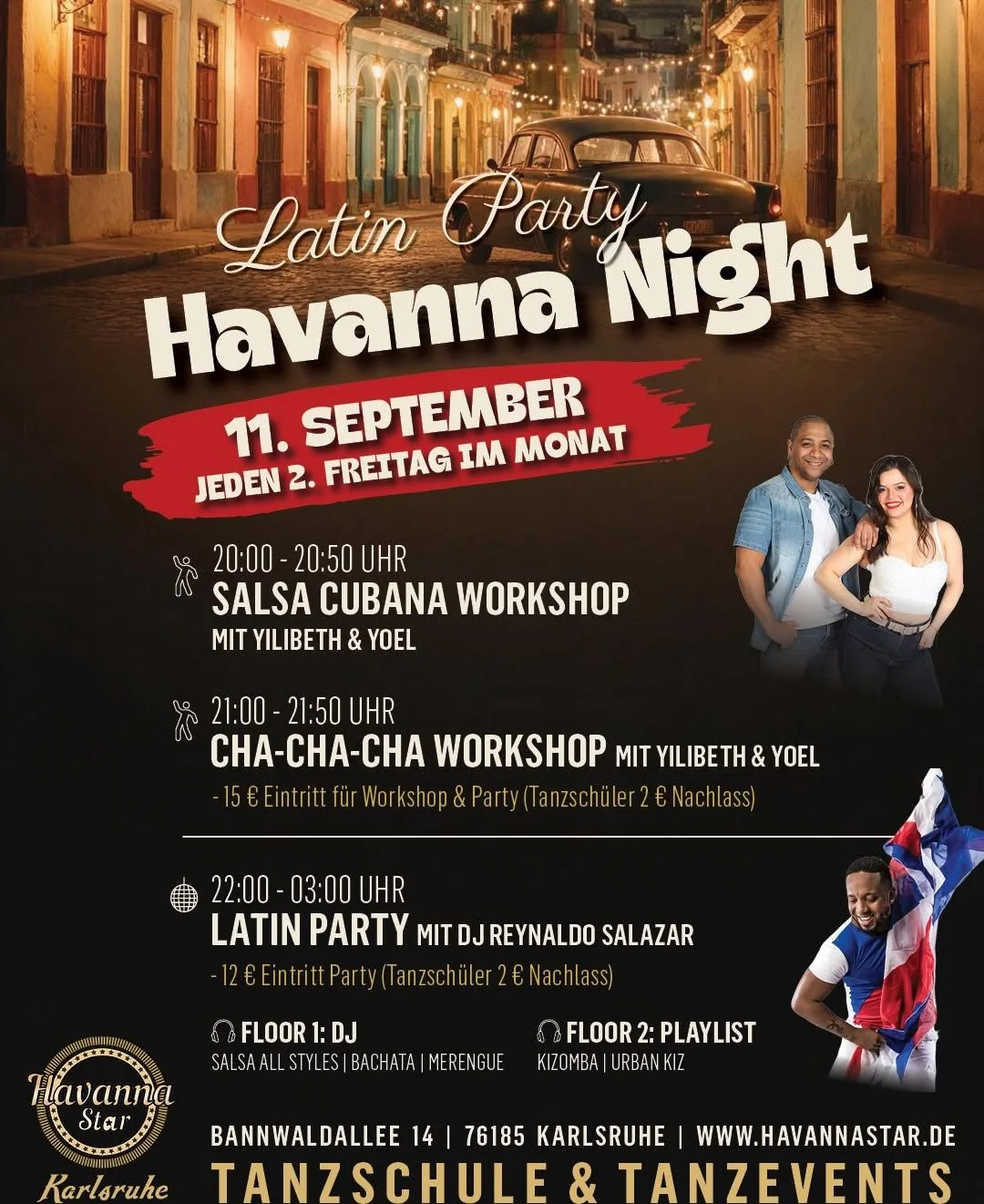 Latinparty Havanna Night jeden Freitag mit mit 2 Workshops