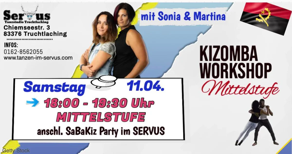 Kizomba Mittelstufe Workshop - anschließend feiert das SERVUS seinen 6. Geburtstag - SaBaKiz Party 