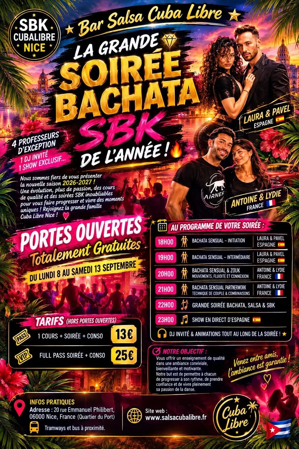 Salsa, Bachata & Kizomba at 20 rue Emmanuel Philibert, 06000 Nice, France