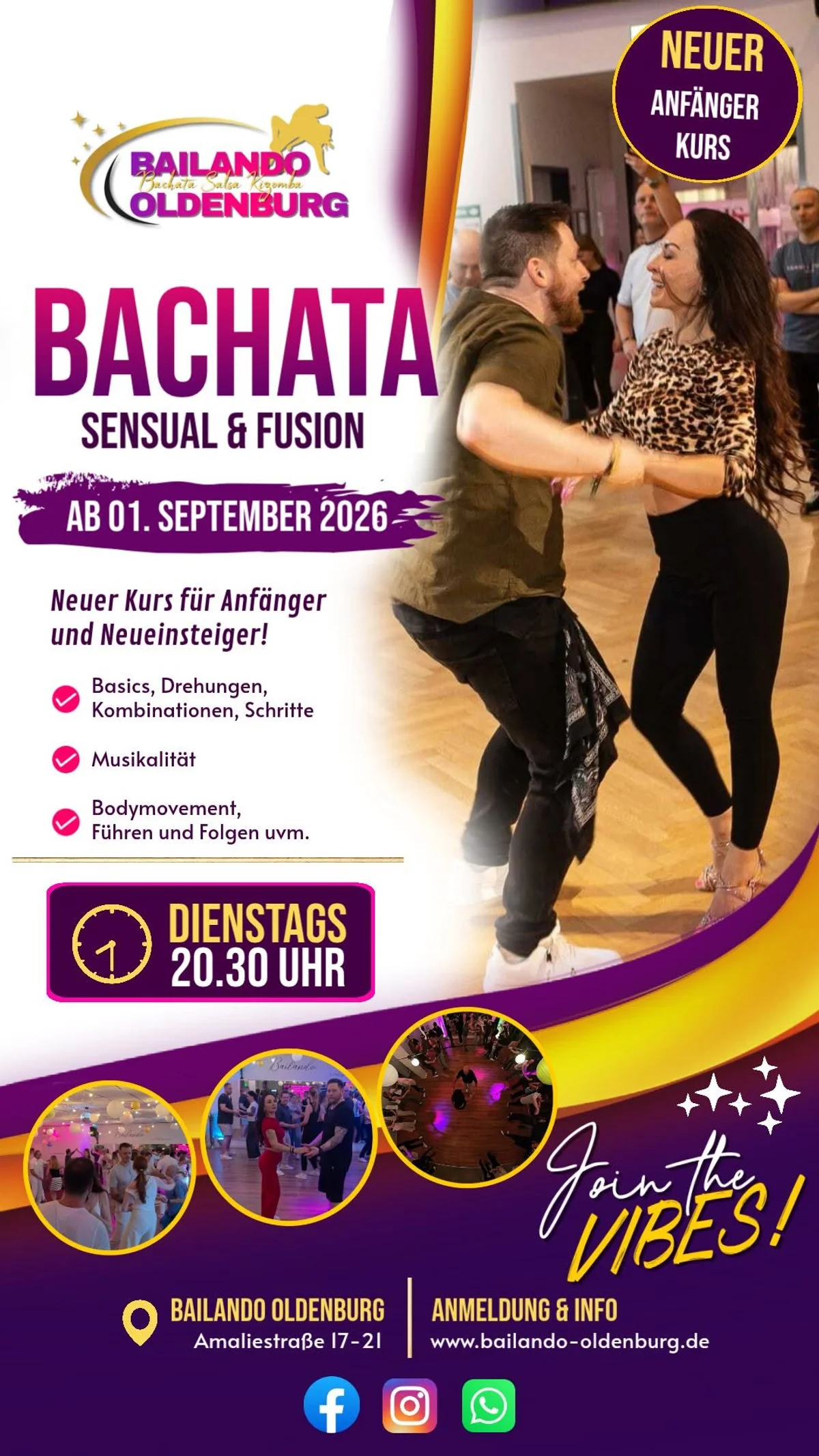 Neuer BACHATA Anfängerkurs @ Bailando Oldenburg 