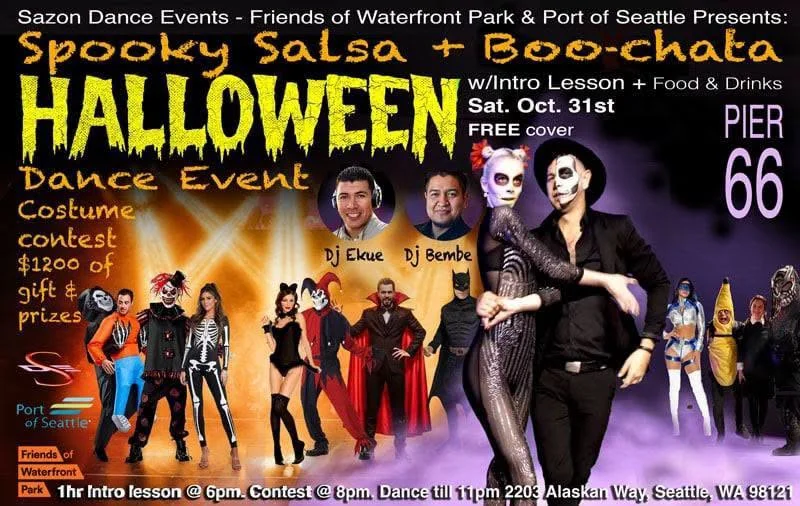 Costume Contest - Spooky Salsa & Boo-chata Halloween Dance Event w/Intro Lesson. FREE @ Pier 66 
