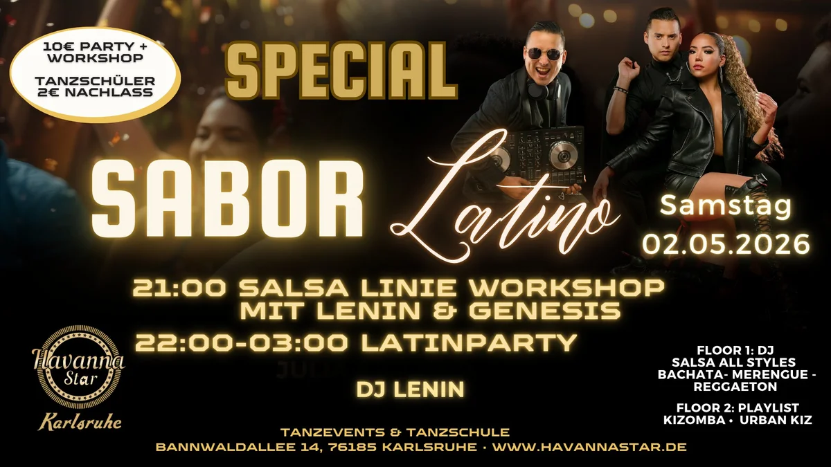 Latinparty für 10€ mit Salsa Linie Workshop für nur 10€⭐️
