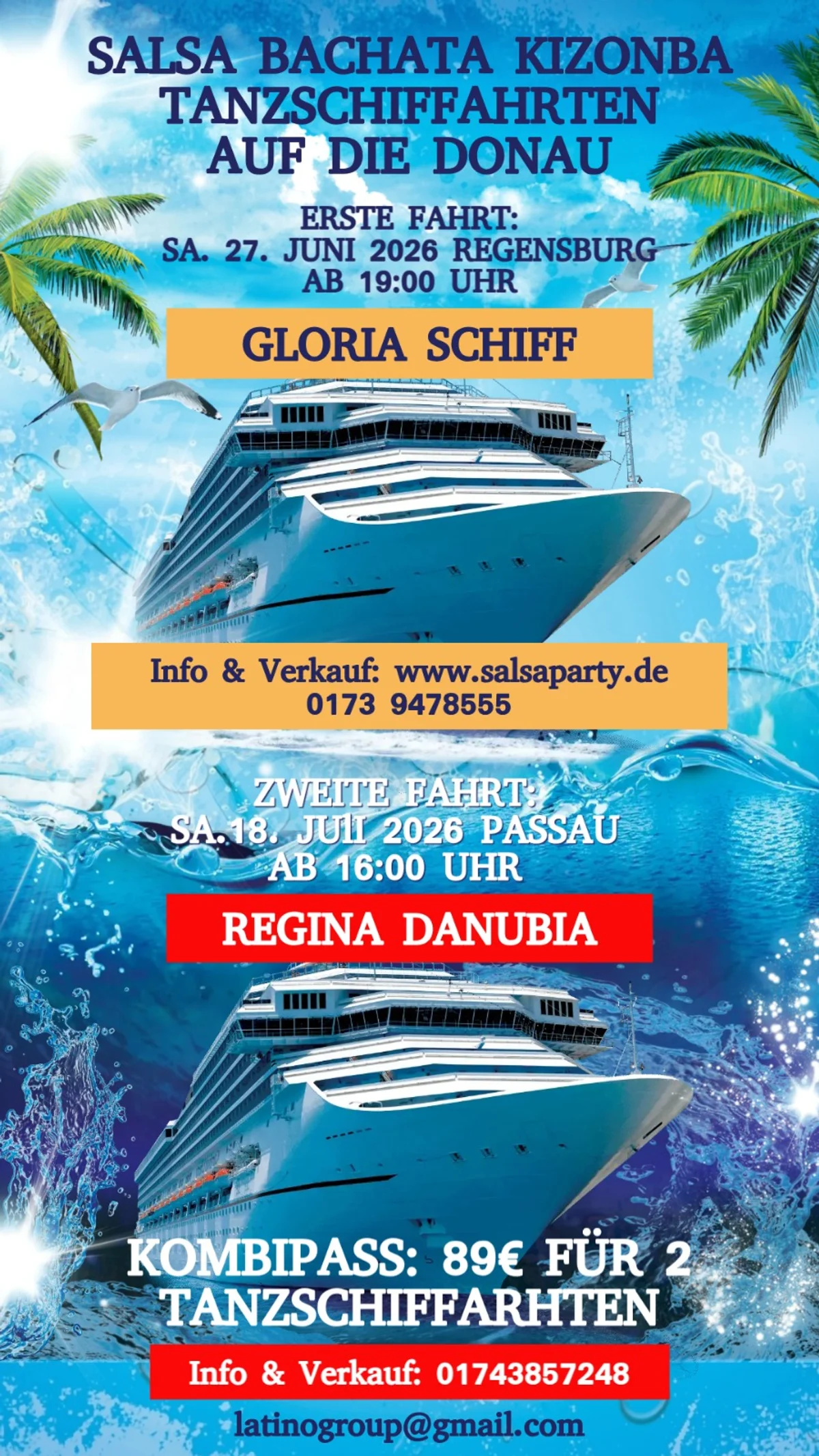 Salsa Bachata Kizomba Tanzschifffahrt Passau (Zweite Fahrt)